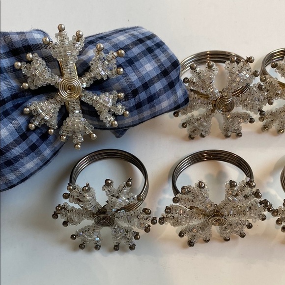 Silver Snowflake Napkin Rings 6x - Picture 2 of 10